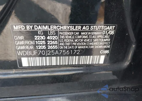 2005 Mercedes-Benz E 500 z USA, uszkodzony, nr VIN WDBUF70J25A756172